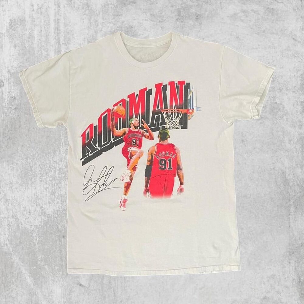 Dennis Rodman Brand Chicago Bulls Graphic Tee Men’s Size M NBA Legend T-Shirt